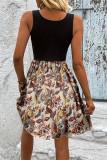 Ribbed Knitting Lace Paisley Print Dress