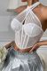 Halter Neck Rhinestone Mesh Fishbone Corset Top