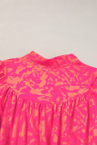 Rose Abstract Print Puff Short Sleeve Ruffled Mini Dress