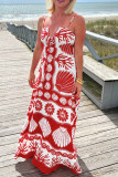 Red Spaghetti Floral Dress