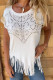 Plain Tassel Short Sleeves Top