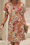 Paisley Print V Neck Dress