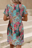 Paisley Print V Neck Dress
