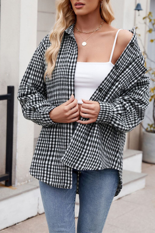 Flannel Plaid Button Up Shirt with Pocket