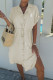 Plain Fold Sleeves Button UP Shirt Dress