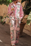 Multi Color Floral Print 2pcs Pants Set