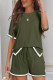 Vineyard Green Contrast Trim Tee and Shorts Set