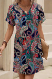 Paisley Print V Neck Dress