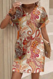 Paisley Print V Neck Dress