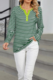 Colorblock Stripes Long Sleeves Top