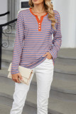 Colorblock Stripes Long Sleeves Top