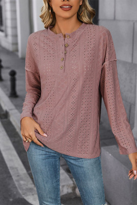 Eyelet Jacquard Long Sleeves Top