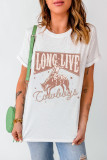 White LONG LIVE Cowboy Graphic Crewneck T Shirt
