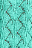 Mint Green Hollow Out Knit V Neck Drop Shoulder Sweater
