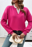 V Neck Jacquard Knitting Top