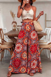High Waist Printed Wide Leg Pants