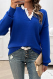 V Neck Jacquard Knitting Top