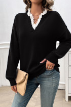 V Neck Jacquard Knitting Top