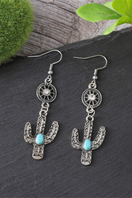Western Cactus Turquoise Earrings