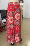 High Waist Printed Wide Leg Pants