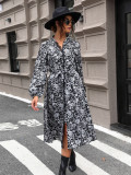 Black Lace Splicing Shirt Dress