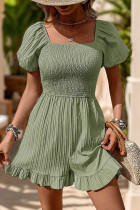 Square Neck Smocked One Piece Romper