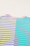Casual Stripe Colorblock Drop Shoulder Oversize Sweatshirt