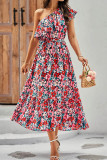 Drop Shoulder Ruffle Floral Dress