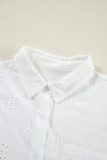 White Broidered Anglaise Crinkle Loose Shirt