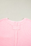 Light Pink Waffle Knit Oversize Tee and Shorts Set