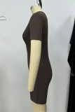 Ribbed Knitting Short Sleeves One Piece Biker Romper