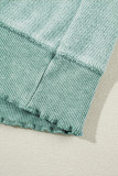 Mineral Blue Waffle Knit Patchwork Exposed Seam Raglan Sweatshirt