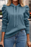 Plain Hooded Drawstring Sweatshirt