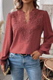 Lace Jacquard Swiss Dot Puff Sleeves Top