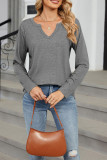 Plain Crew Neck Long Sleeves Top