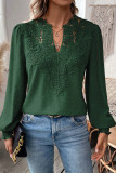 Lace Jacquard Swiss Dot Puff Sleeves Top
