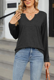 Plain Crew Neck Long Sleeves Top