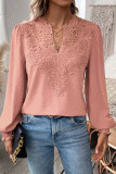 Lace Jacquard Swiss Dot Puff Sleeves Top