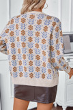 Jacquard Buttoned Knitting Cardigan