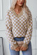 Checked Plaid V Neck Knitting Sweater
