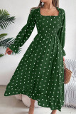 Polka Dot Square Neck Dress