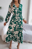 V Neck Floral Ruffle Dress