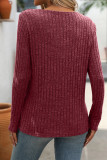V Neck Ribbed Knitting Top