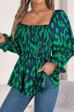 Square Neck Leopard Ruffle Top