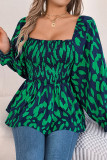 Square Neck Leopard Ruffle Top