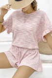 Pink Waffle Ruffle 2PCS Set