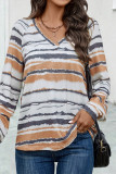 V Neck Printed Long Sleeves Top