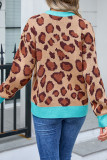 Leopard Splicing Knitting Sweater