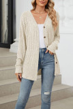 Ribbed Knitting Button Up V Neck Shirt