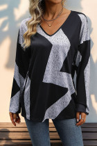 Colorblock Splicing Long Sleeves Top